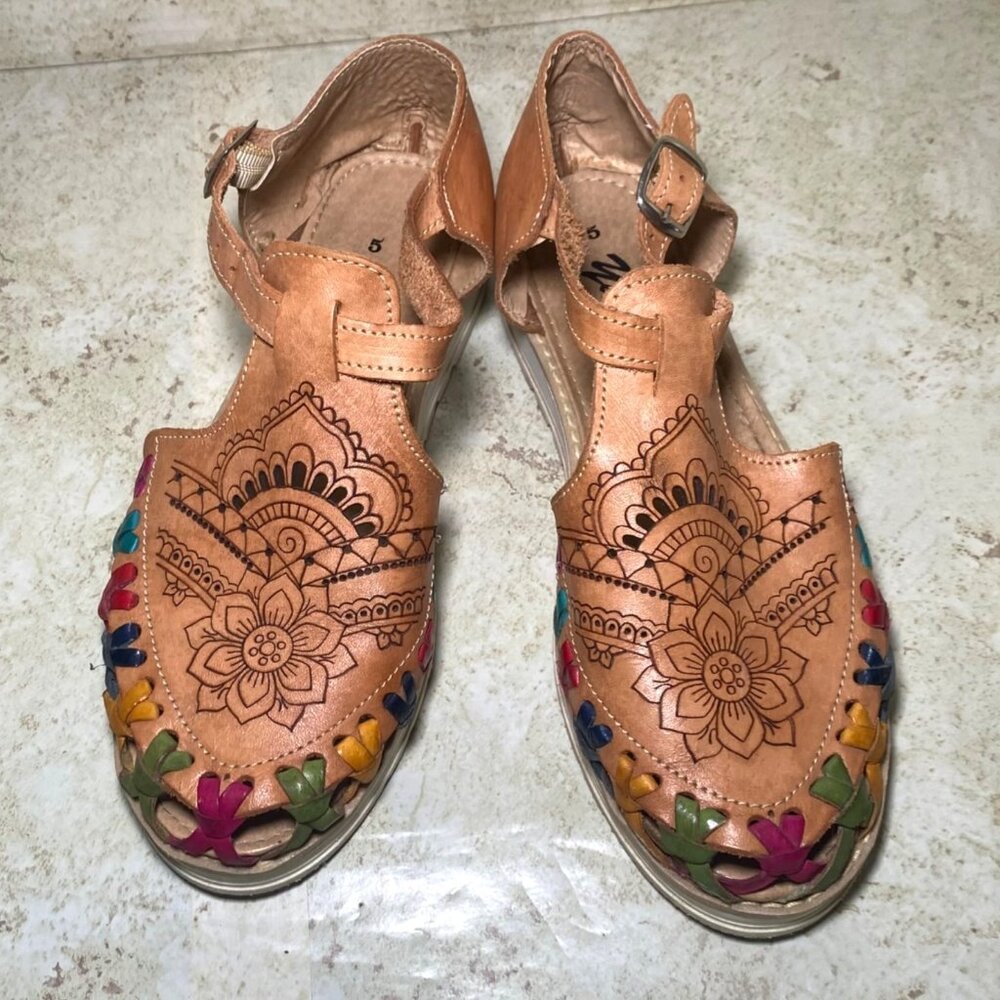 Handcrafted Leather Sandals Guaraches By Artesanas Yajaira Vacation‎ Casual Boho